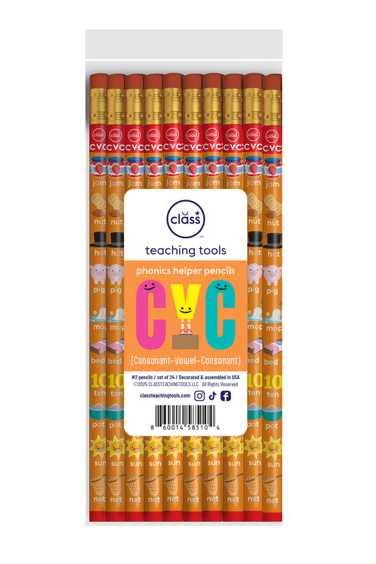 CVC Phonics Pencils - Class Pack
