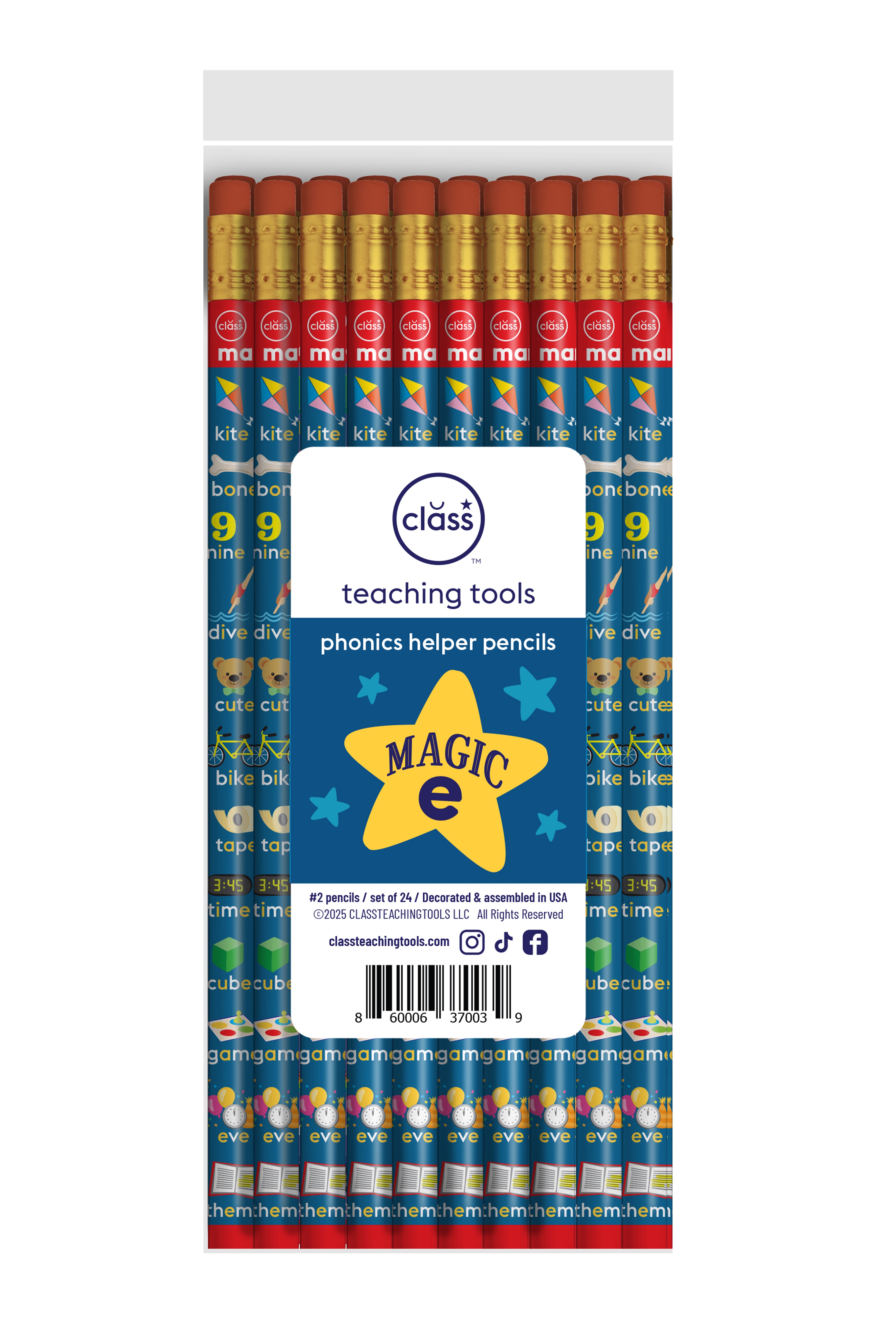 Magic E Class Pack | 24 Phonics Pencils for K-2 Classroom – Class ...